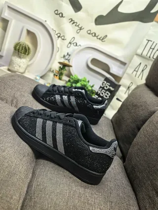 Adidas Superstar Rhinestone-Embellished Black Lifestyle Sneakers 7