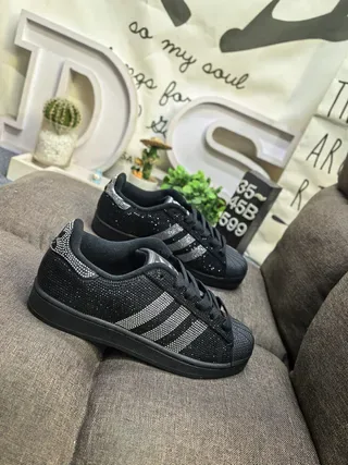 Adidas Superstar Rhinestone-Embellished Black Lifestyle Sneakers 9