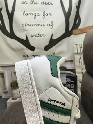 Adidas Superstar White and Forest Green Lifestyle Sneakers 3