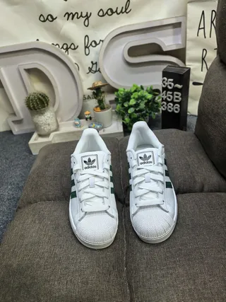 Adidas Superstar White and Forest Green Lifestyle Sneakers 10