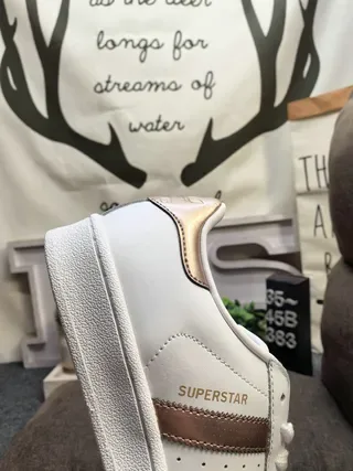 Adidas Superstar White and Metallic Rose-Gold Lifestyle Sneakers 3