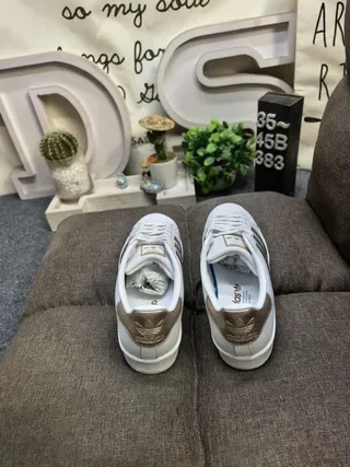 Adidas Superstar White and Metallic Rose-Gold Lifestyle Sneakers 8