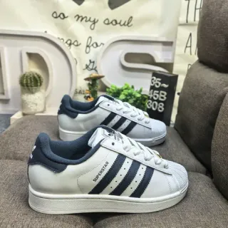 Adidas Superstar White and Navy Lifestyle Sneakers