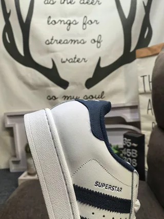 Adidas Superstar White and Navy Lifestyle Sneakers 3