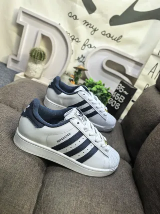 Adidas Superstar White and Navy Lifestyle Sneakers 9