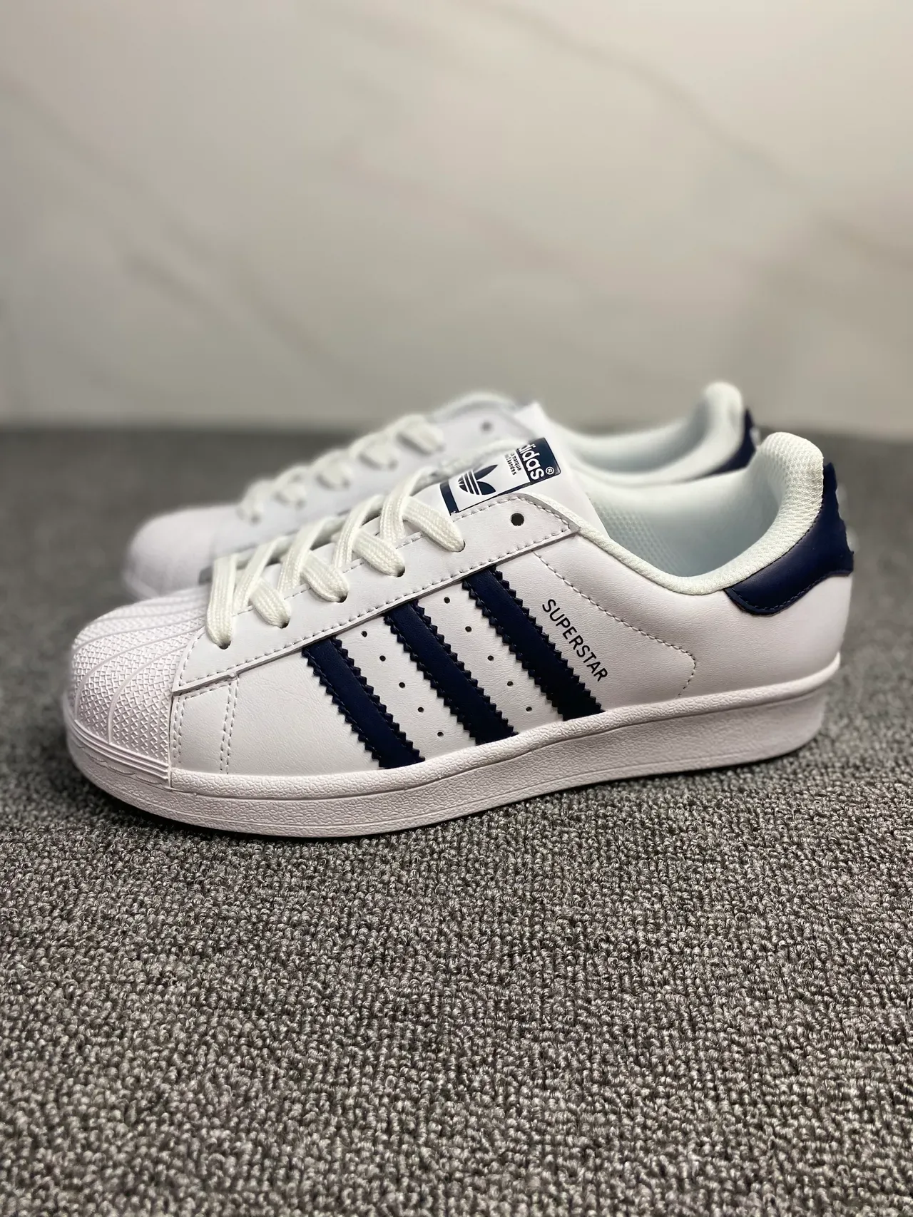 Adidas Superstar White and Navy Lifestyle Sneakers 2