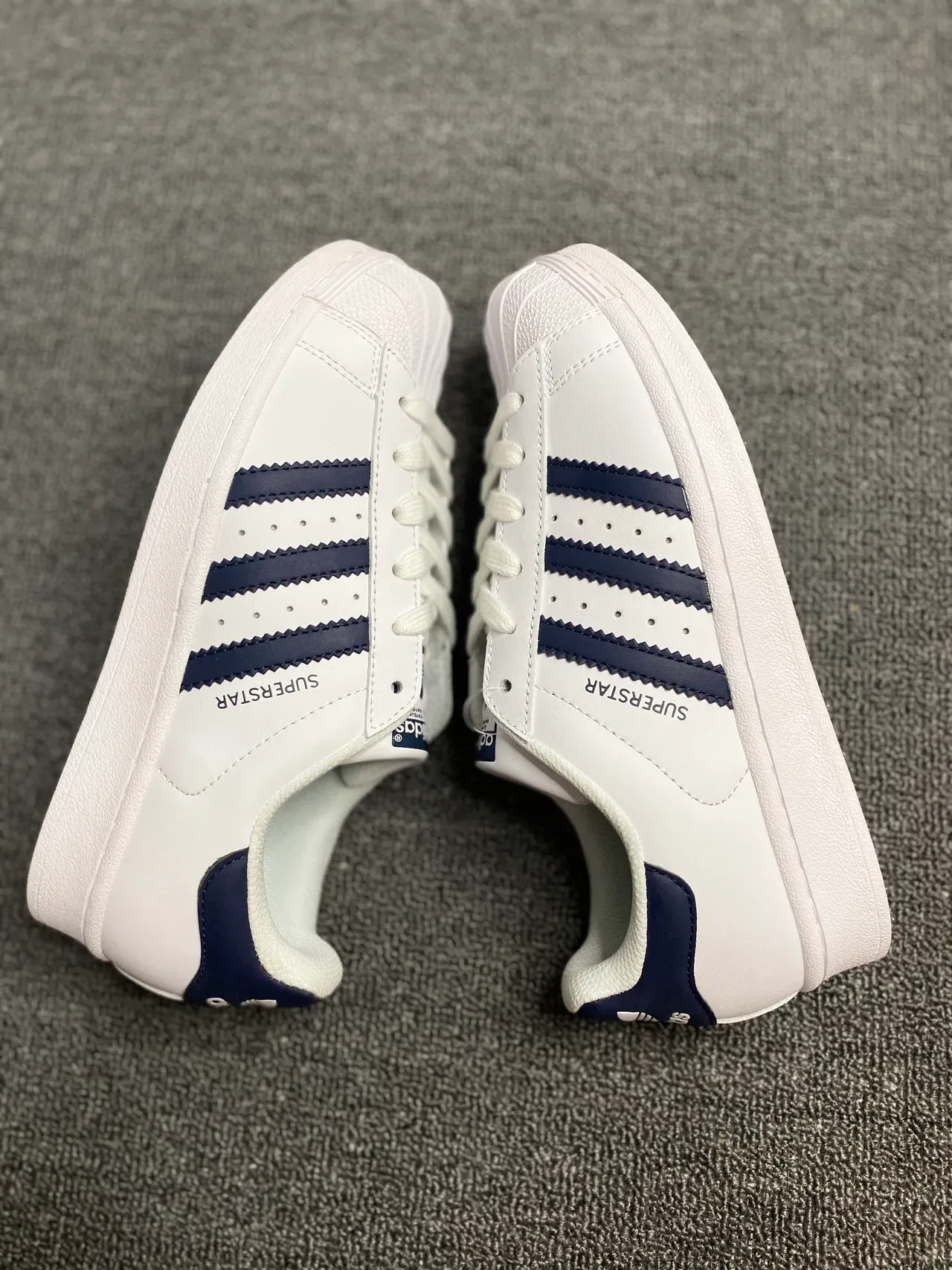 Adidas Superstar White and Navy Lifestyle Sneakers 3