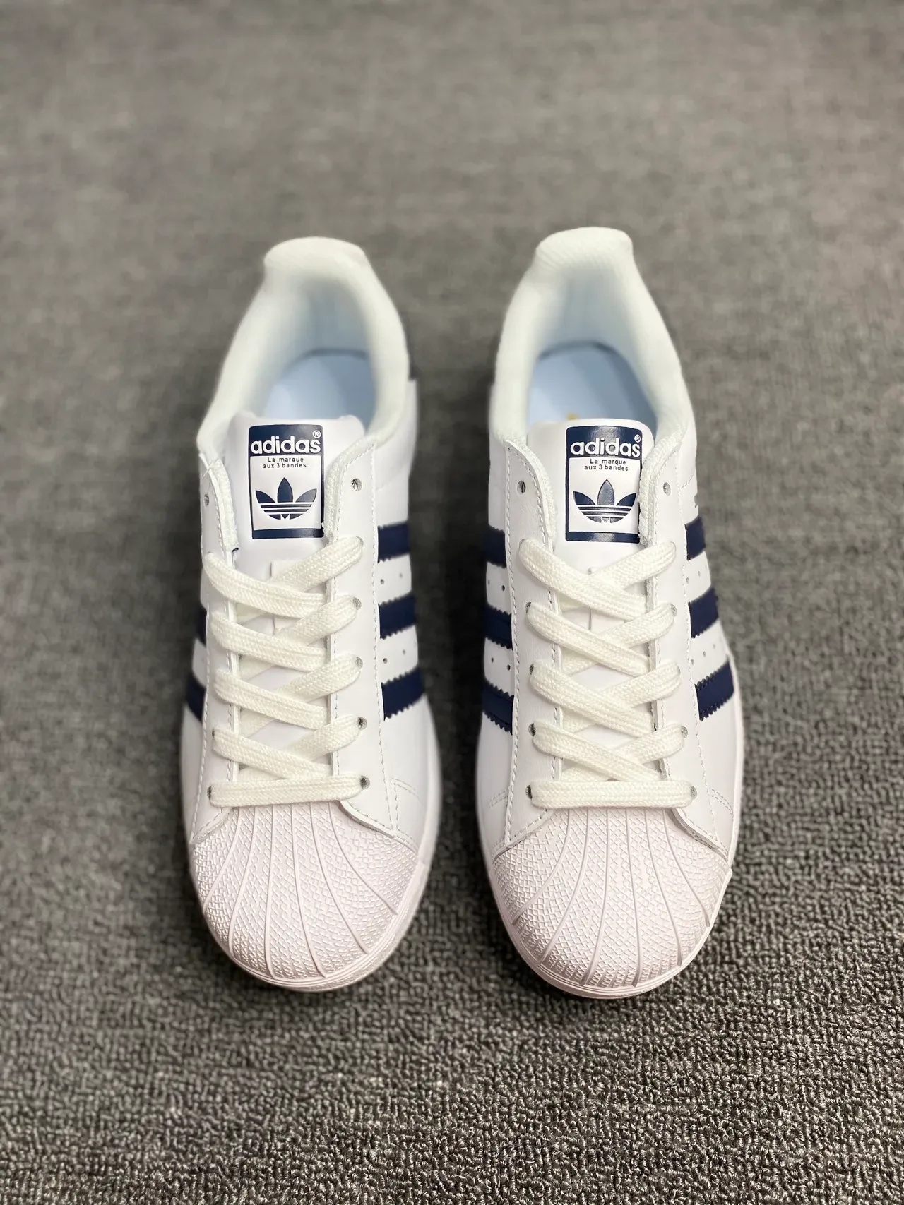 Adidas Superstar White and Navy Lifestyle Sneakers 5