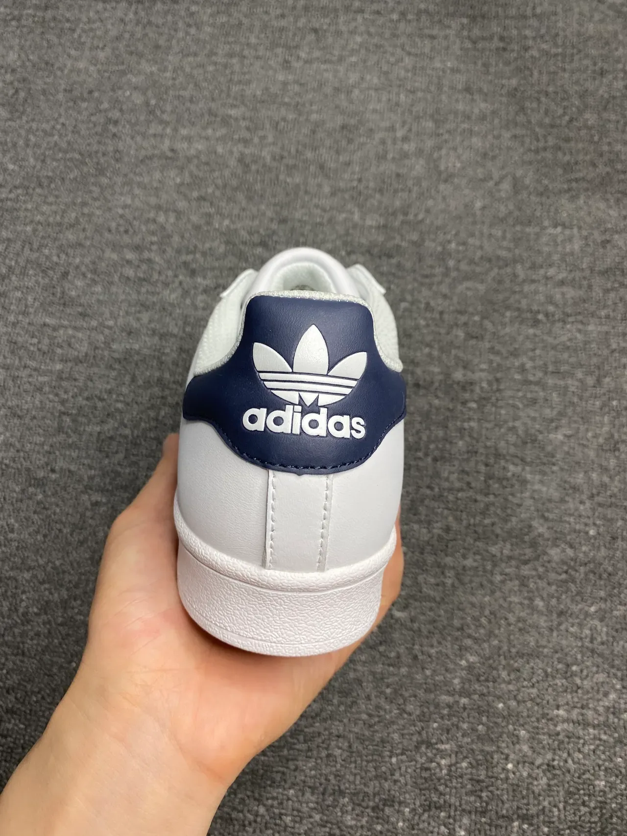 Adidas Superstar White and Navy Lifestyle Sneakers 6