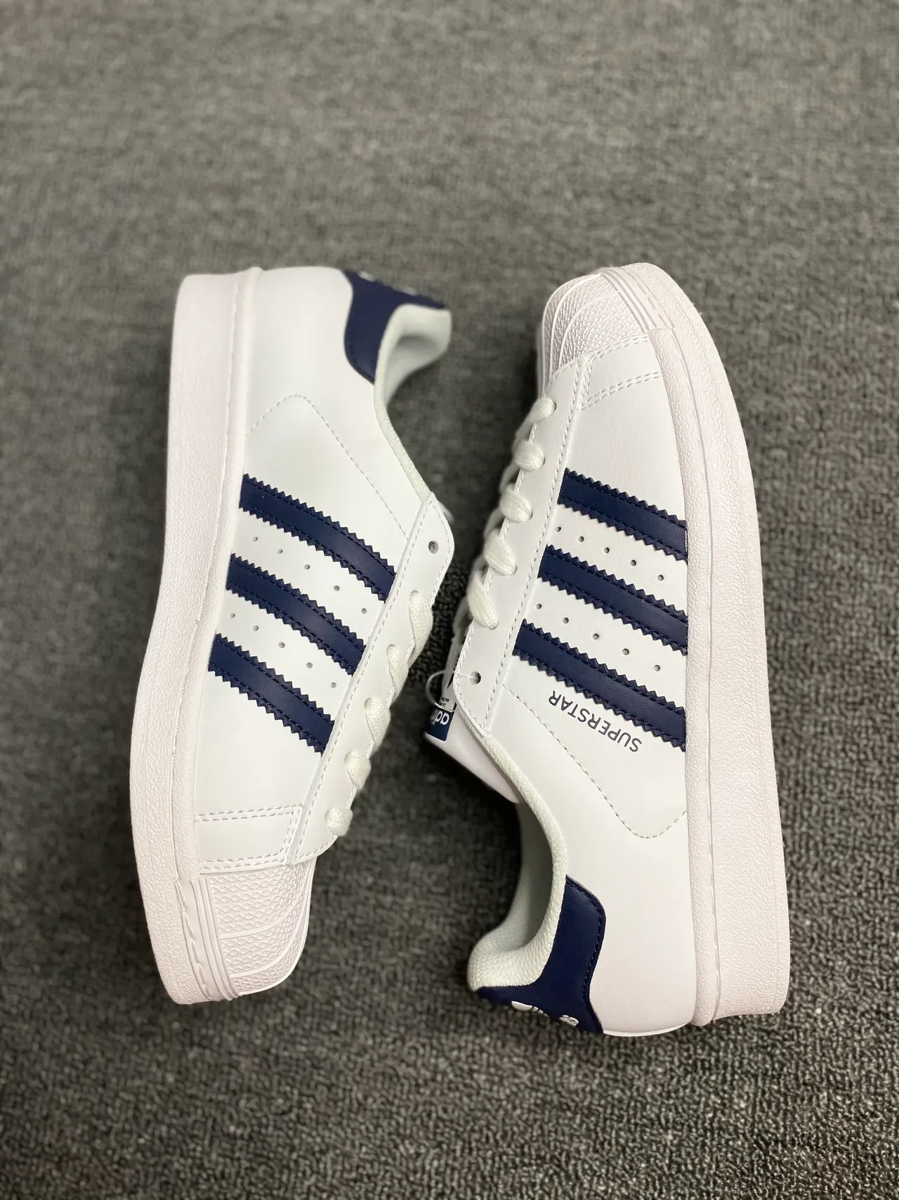 Adidas Superstar White and Navy Lifestyle Sneakers 8