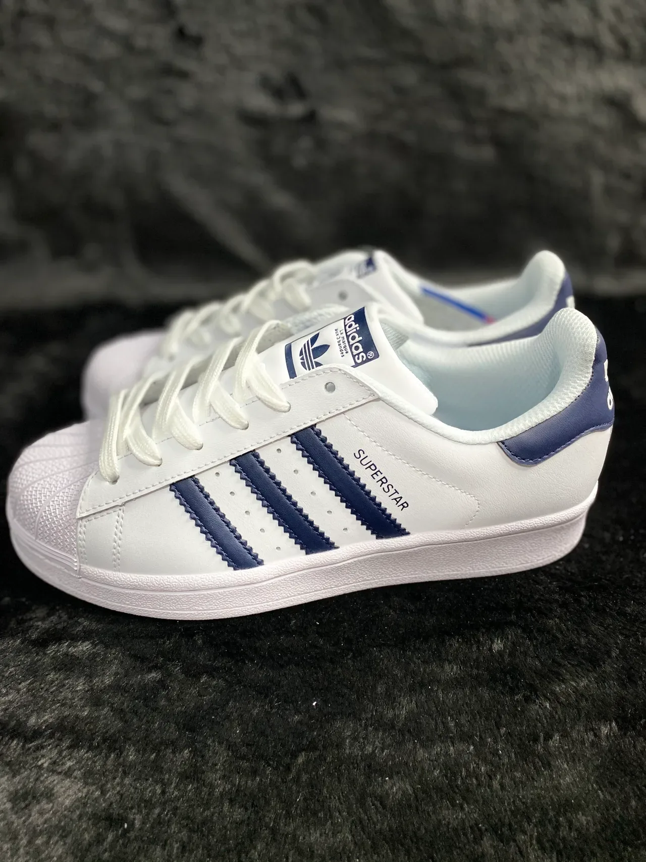Adidas Superstar White and Navy Lifestyle Sneakers 10