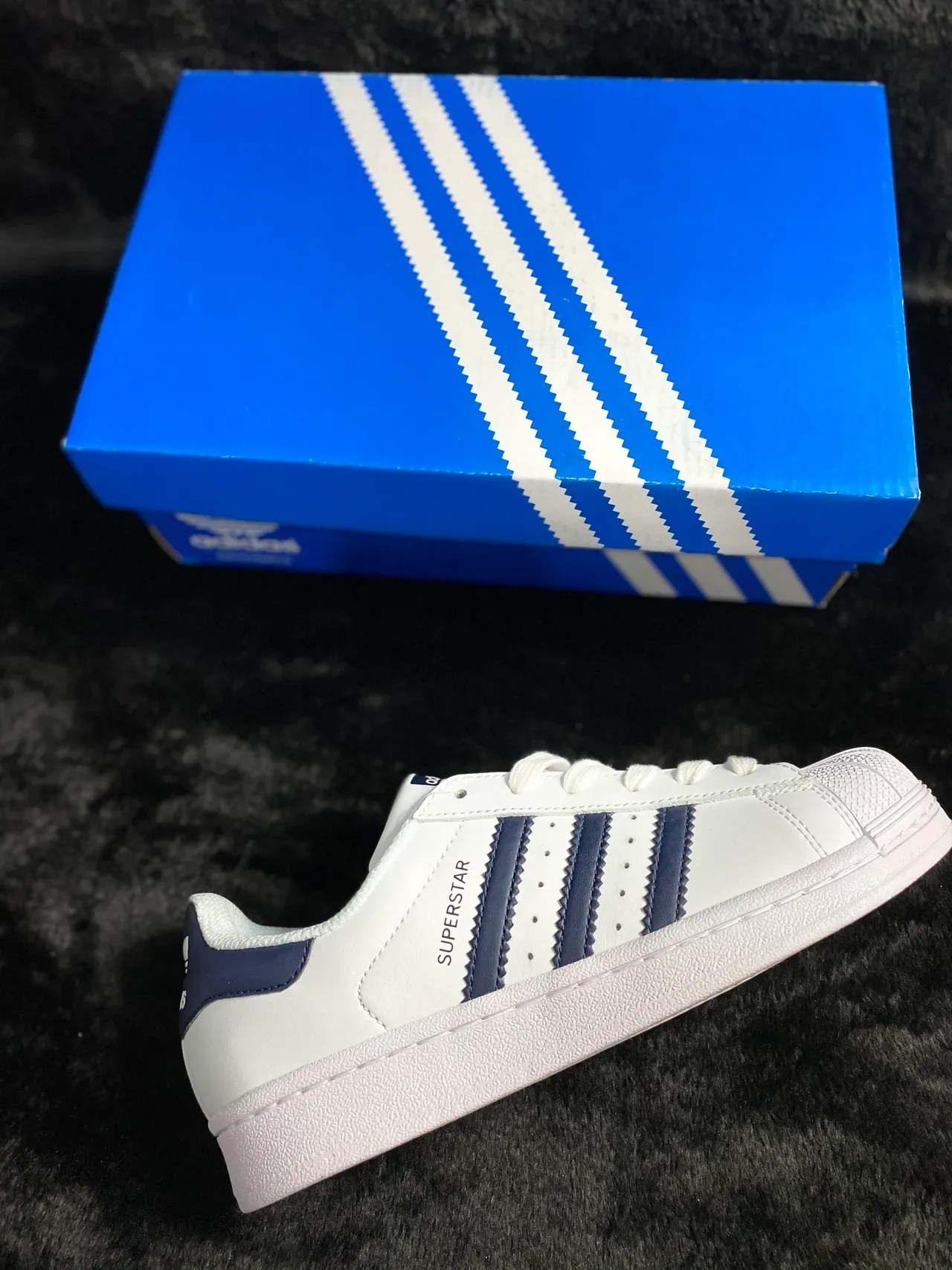Adidas Superstar White and Navy Lifestyle Sneakers 15