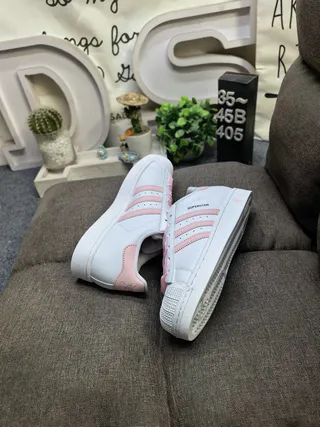 Adidas Superstar White and Pink Lifestyle Sneakers 6