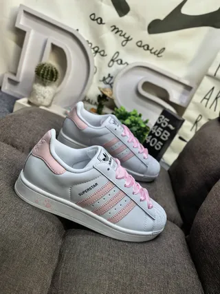Adidas Superstar White and Pink Lifestyle Sneakers 9