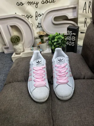 Adidas Superstar White and Pink Lifestyle Sneakers 10