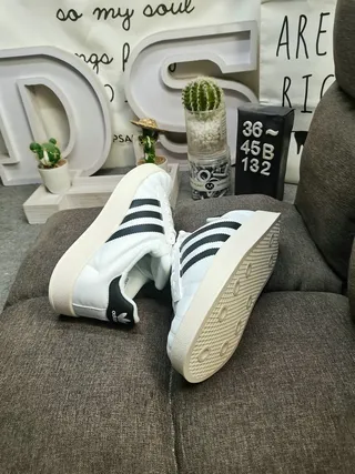 Adidas Superstar White Black Gold Lifestyle Sneakers 6
