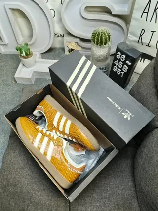 Adidas Three-Stripe Tan Leather Lifestyle Sneakers 3