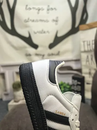 Adidas White Black Leather Upper Three-Stripe Side Panel Lifestyle Sneakers 3