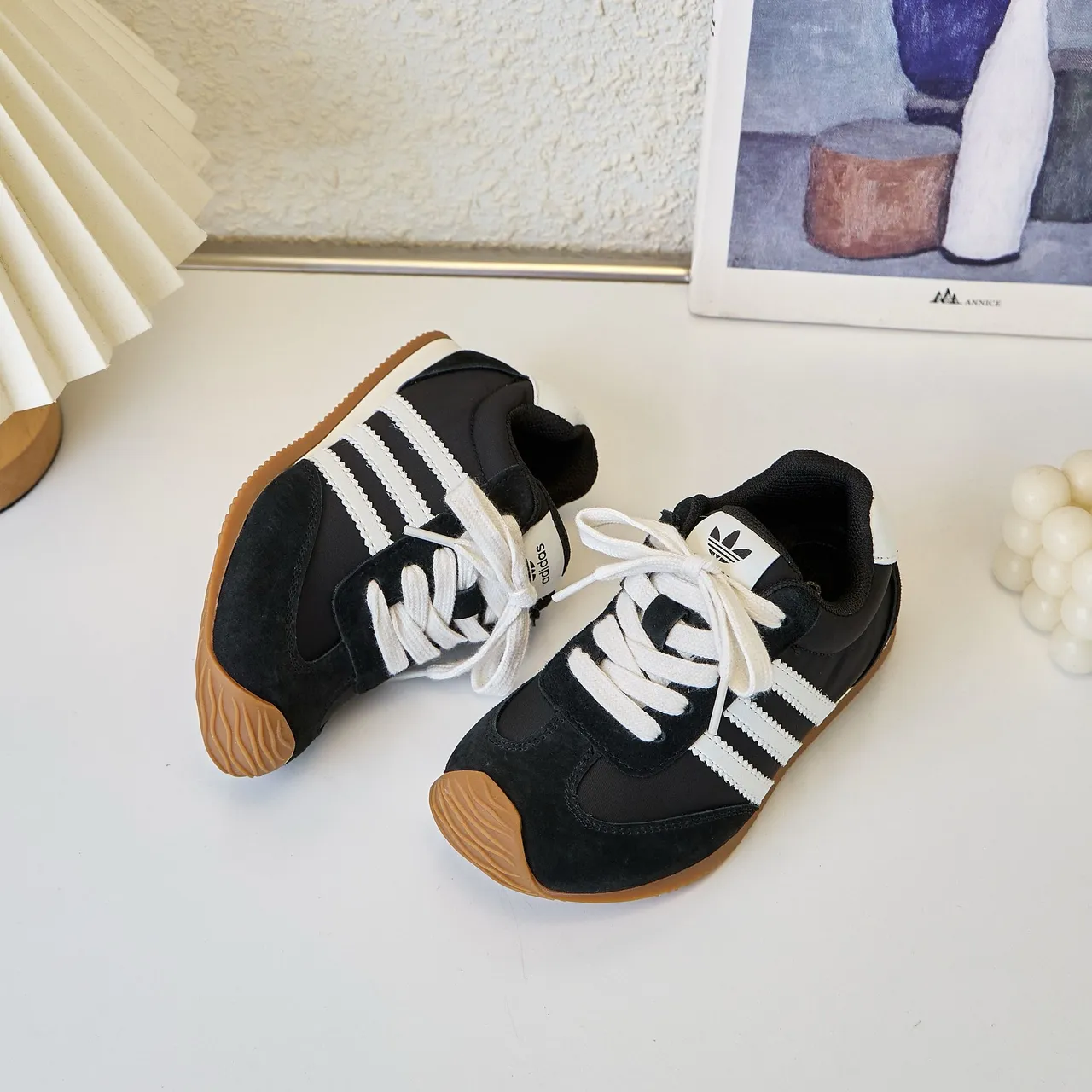Adidas White Black Retro Runner Silhouette Suede And Textile Upper Lifestyle Sneakers 6