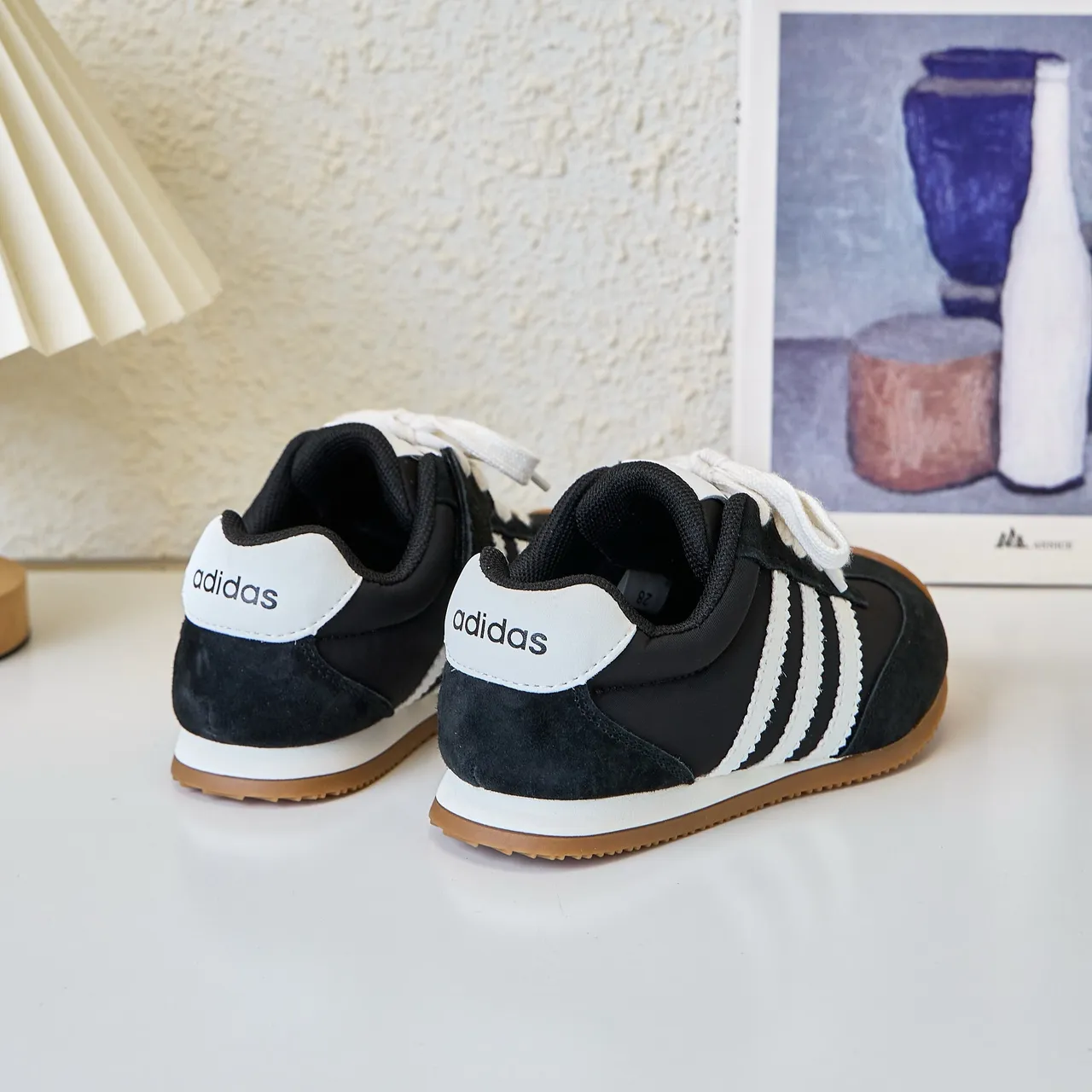 Adidas White Black Retro Runner Silhouette Suede And Textile Upper Lifestyle Sneakers 8