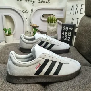 Adidas White Black Suede Upper Three-Stripe Side Panel Lifestyle Sneakers