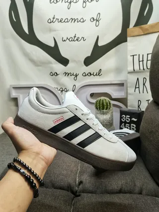 Adidas White Black Suede Upper Three-Stripe Side Panel Lifestyle Sneakers 5