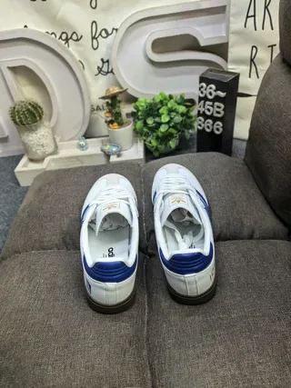 Adidas White Blue Leather Upper Three-Stripe Side Panel Lifestyle Sneakers 8