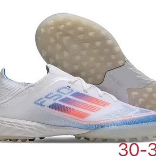 Adidas Blanco Azul Bajo Corte Tejido Superior Rayas Gradientes Gráficas Césped Zapatos de Fútbol