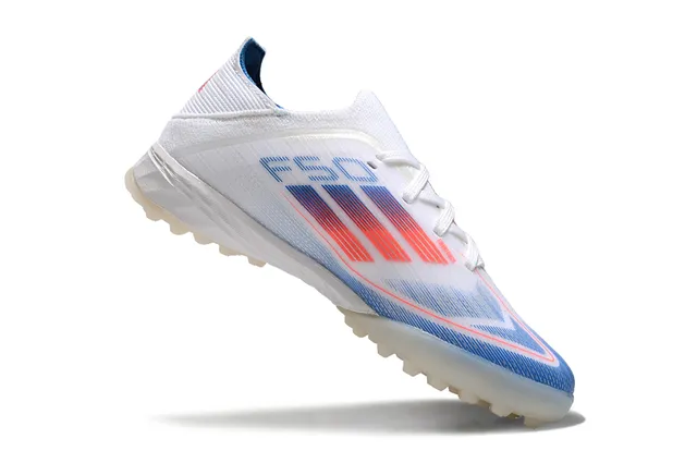 Adidas Blanco Azul Bajo Corte Tejido Superior Rayas Gradientes Gráficas Césped Zapatos de Fútbol 4