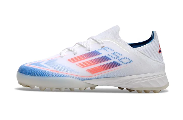 Adidas Blanco Azul Bajo Corte Tejido Superior Rayas Gradientes Gráficas Césped Zapatos de Fútbol 8