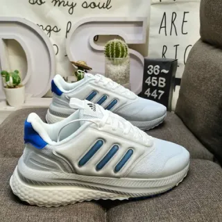 Adidas White Blue Mesh Upper Three-Stripe Side Panel Lifestyle Sneakers