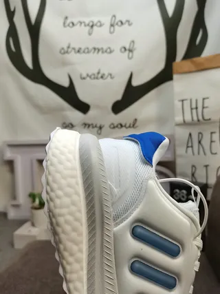 Adidas White Blue Mesh Upper Three-Stripe Side Panel Lifestyle Sneakers 23