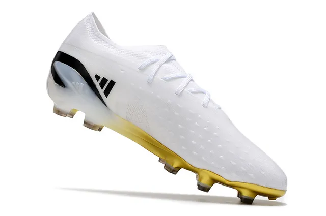 Adidas White Gold Low-Cut Knit Upper Asymmetric Lacing Firm-Ground Soccer Shoes 2