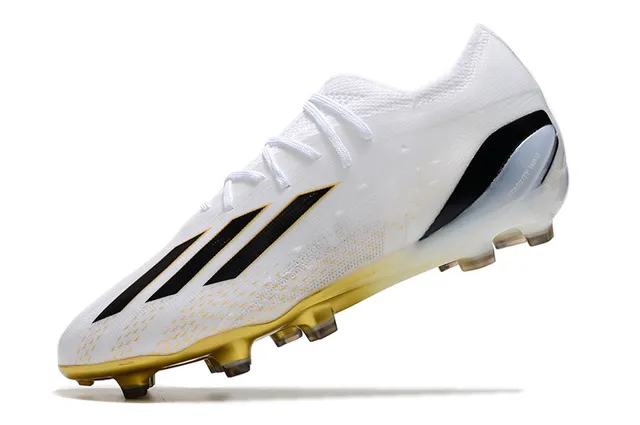 Adidas White Gold Low-Cut Knit Upper Asymmetric Lacing Firm-Ground Soccer Shoes 3