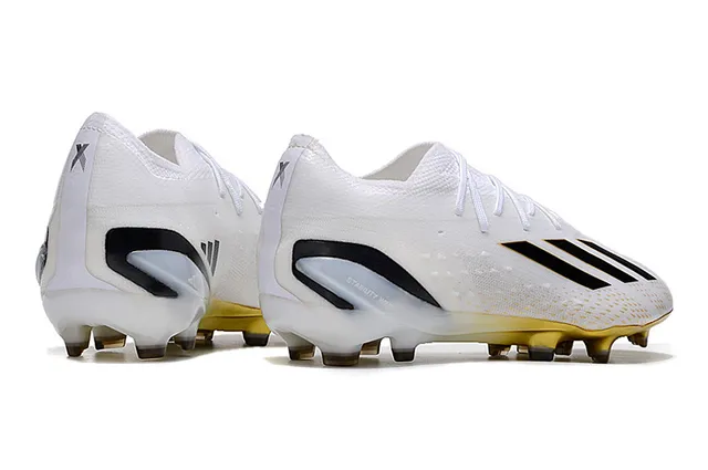 Adidas White Gold Low-Cut Knit Upper Asymmetric Lacing Firm-Ground Soccer Shoes 5