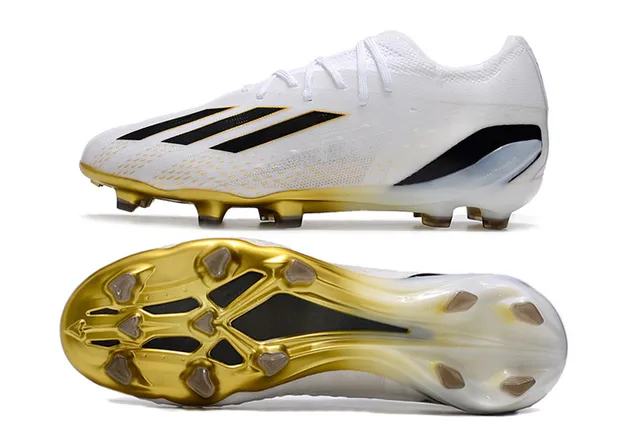 Adidas White Gold Low-Cut Knit Upper Asymmetric Lacing Firm-Ground Soccer Shoes 6