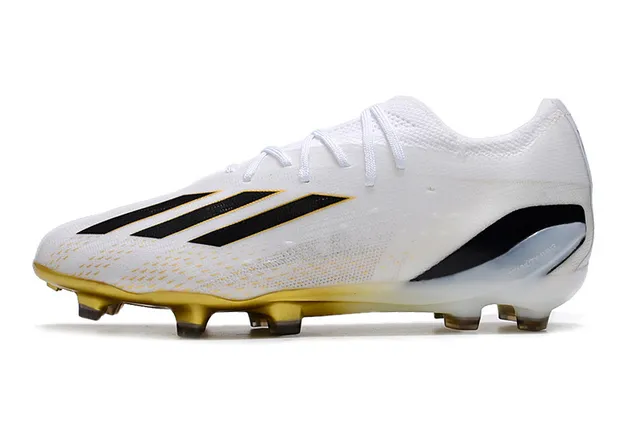 Adidas White Gold Low-Cut Knit Upper Asymmetric Lacing Firm-Ground Soccer Shoes 7
