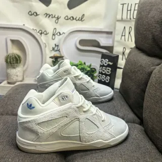 Adidas White Gray Low-Top Suede-and-Synthetic Overlay Sneakers