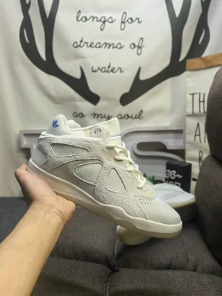 Adidas White Gray Low-Top Suede-and-Synthetic Overlay Sneakers 5