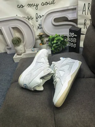 Adidas White Gray Low-Top Suede-and-Synthetic Overlay Sneakers 6