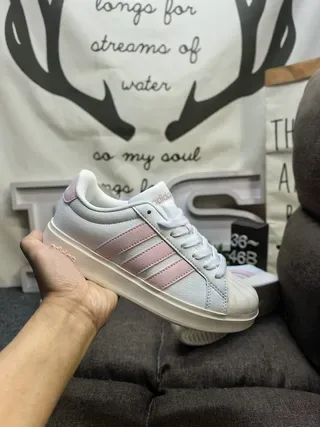 Adidas White Green Low-Top Leather-Look Upper Lifestyle Sneakers 5