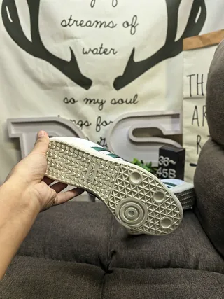 Adidas White Green Low-Top Perforated Toe Lifestyle Sneakers 4