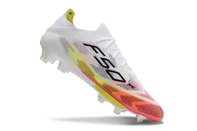 Adidas Chaussures de football blanc multicolore low-cut upper en tricot blocage de couleur avec gradiente terrain ferme 2