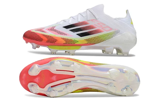 Adidas Chaussures de football blanc multicolore low-cut upper en tricot blocage de couleur avec gradiente terrain ferme 6