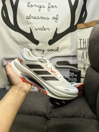 Adidas Blanco Naranja Knit Upper Sculpted Midsole Zapatos de correr 5