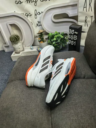 Adidas Blanco Naranja Knit Upper Sculpted Midsole Zapatos de correr 6