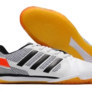 Adidas सफेद नारंगी लो-टॉप पर्फोरेटेड मेश अपर स्नीकर्स