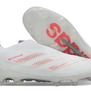 Adidas White Pink Low-Cut Sock-Fit Upper Translucent Soleplate Firm-Ground Soccer Shoes