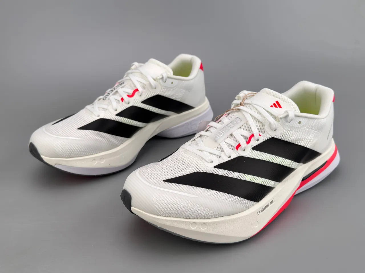 Adidas White Red Engineered Mesh Upper Three-Stripe Side Branding Running Shoes 7