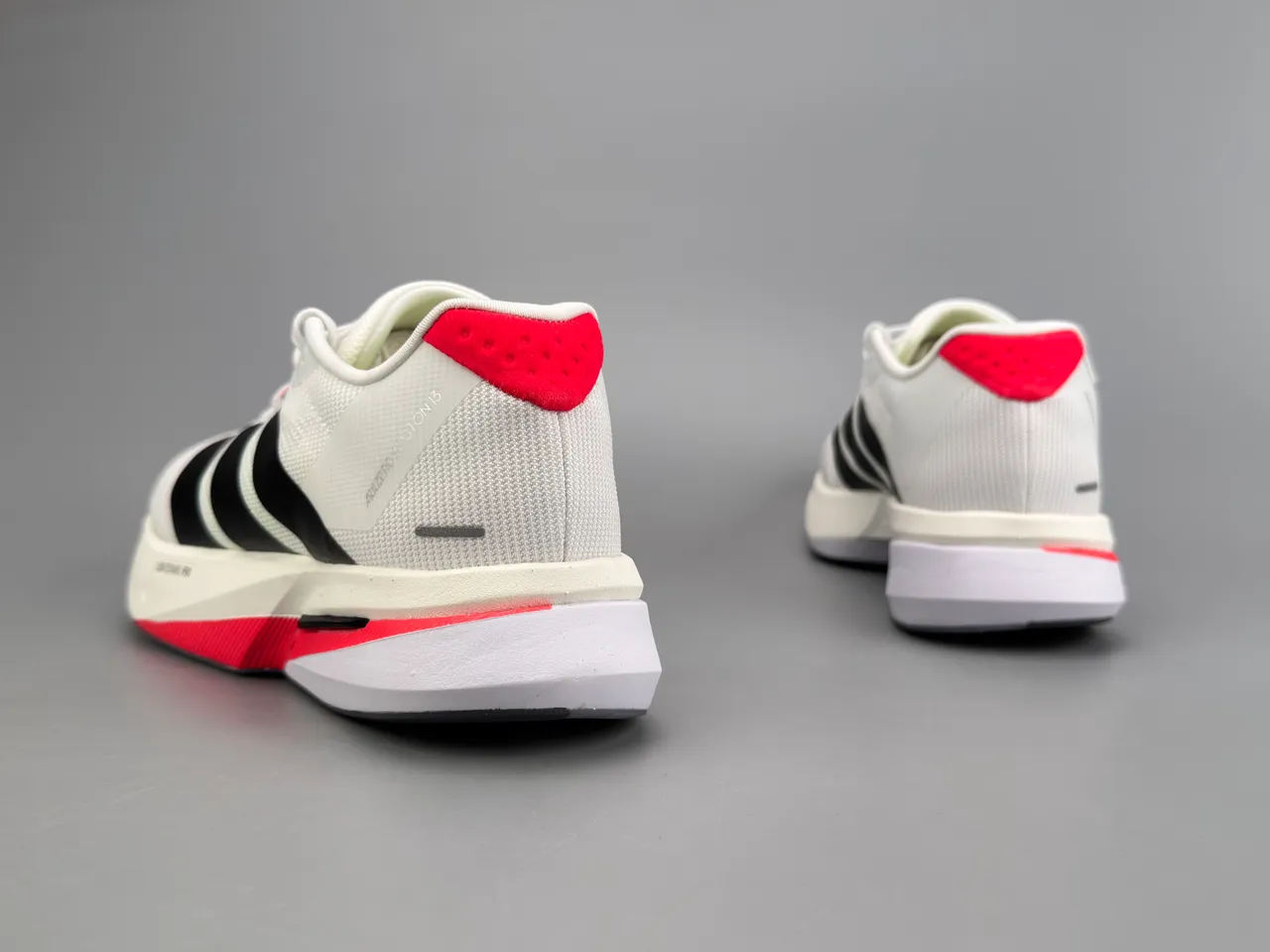 Adidas White Red Engineered Mesh Upper Three-Stripe Side Branding Running Shoes 8